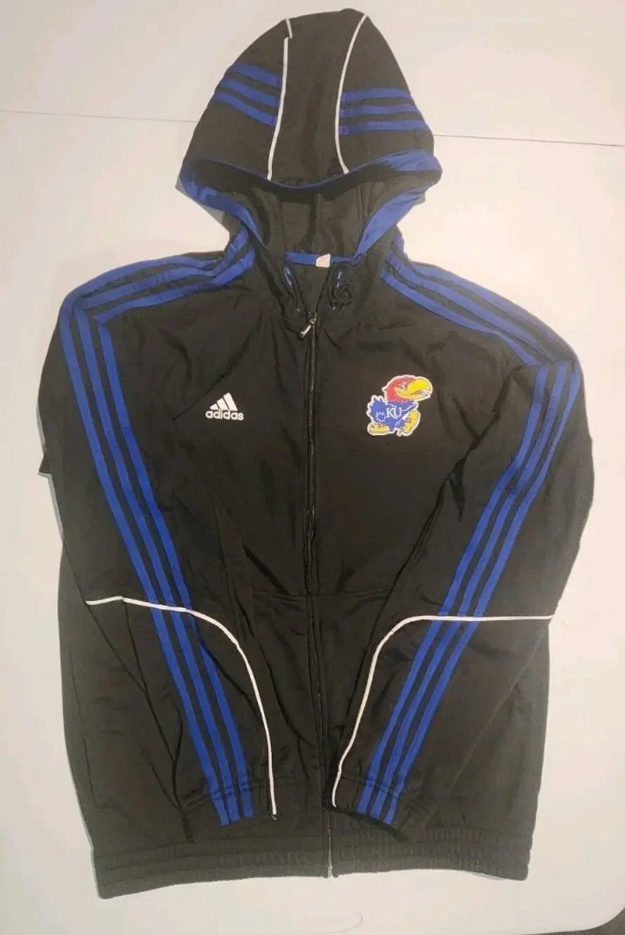 New Men's Adidas Kansas Jayhawks Sweater Hoodie Black